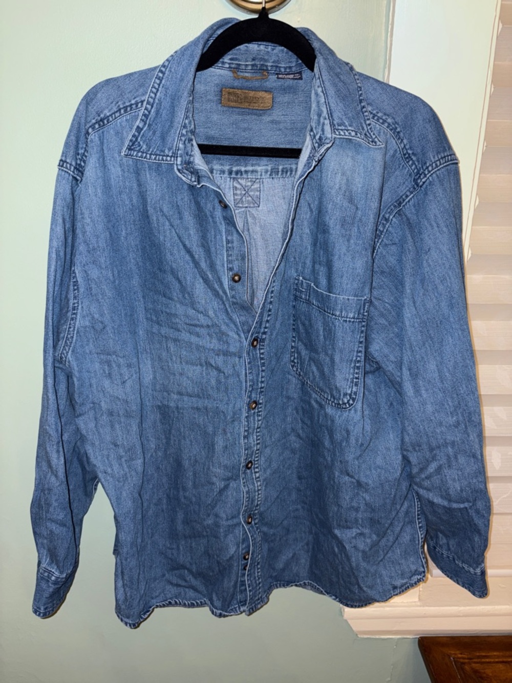 Faded Glory Light Blue Denim Button-Down Shirt - Men's
